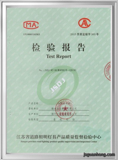 太阳能灯杆检测报告